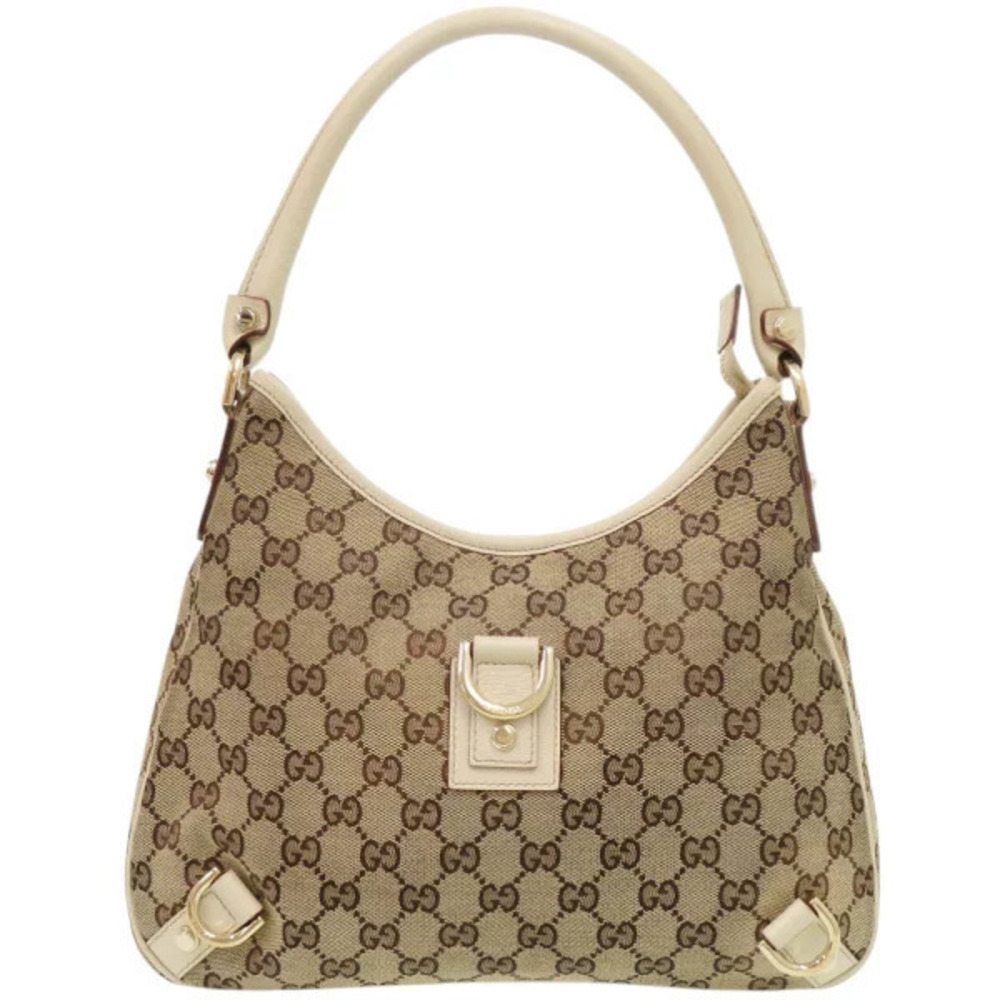 Gucci Hobo Abbey GG Canvas Leather Beige Cream Shoulder Bag